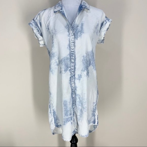 Anthropologie Cloth & Stone Bleached Denim Chambray Dress - Picture 1 of 8